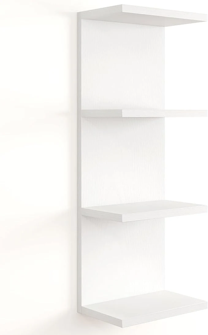 Optimized Fun Memories 4 Tier Wall Shelf Unit Vertical Floating Shelf Wall Mount Lack Shelving Home Decor Organizer Tall Tower Design Utility Shelving for Bedroom Living Room WhiteAbout ThisOverview Natural