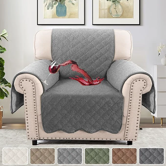 Expertly Made H.VERSAILTEX Waterproof Quilted Couch Covers Non Slip Sofa Covers Protector Slipcovers for Dogs Single Sofa Armchair for Pet Furniture Protector Modern Fleece Fabric Chair Grey About ThisOverview Safe
