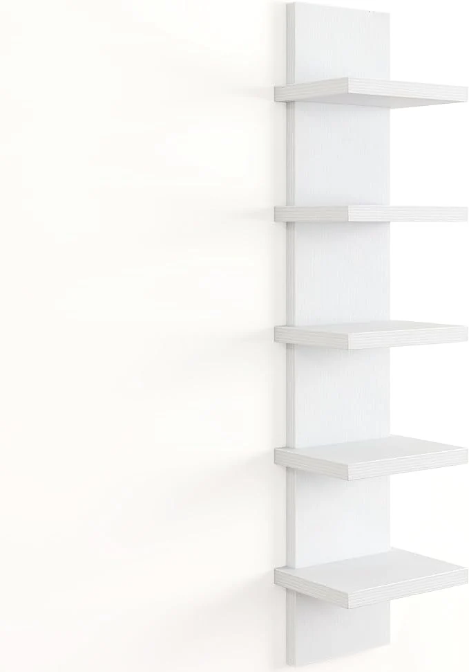 Professional Fun Memories 5 Tier Wall Shelf Unit White Floating Shelves for Storage - Vertical Column Tower Design Lack Wall Shelf Space Saving Organizer for Bedroom Living Room Home DecorAbout ThisOverview Healthy