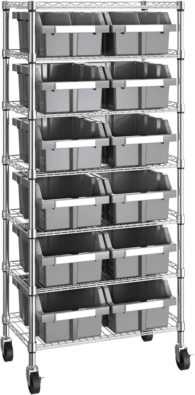 Official Seville Classics Heavy Duty NSF Bin Rack Solid Steel Wire Shelving Storage Unit Patented Organizer for Garage Warehouse Office Restaurant Classroom Kitchen Gray Includes 12 BinsAbout ThisOverview Artisan