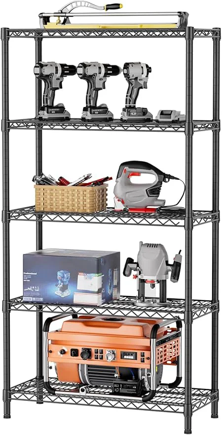 Fast SINGAYE 5 Shelf Adjustable Heavy Duty Storage Shelving Unit 350 lbs per Shelf Steel Organizer Wire Rack Storage for Garage Office Pantry Ktichen Black 14 Dx36 Wx72 HAbout ThisOverview Flexible