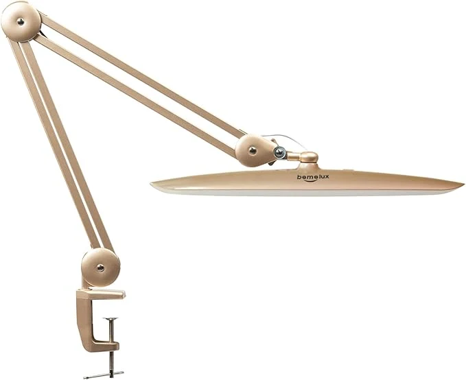 Original Design LED Desk Lamp with Clamp Dimming Task Lamp for Reading Desktop Office Workbench Table Architect Sewing Study Home Craft 117PCS LEDs 2200 Lumens 20 Inch Metal Swivel Arm Work Lamp Gold About ThisOverview Luxury