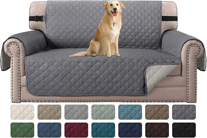 Specialty H.VERSAILTEX Loveseat Couch Cover Reversible Couch Covers for 2 Cushion Couch Water Resistant Furniture Protector Cover with Elastic Strap for Pets Kids Loveseat Grey Beige About ThisOverview User-Friendly