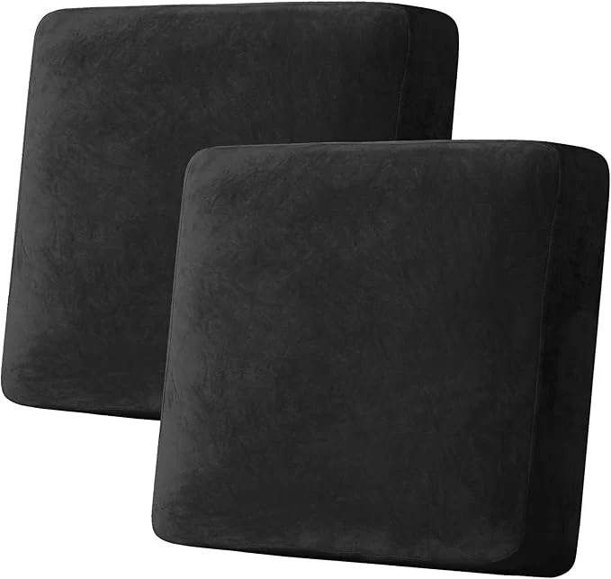 Pure H.VERSAILTEX Velvet Stretch Couch Cushion Cover Plush Cushion Slipcover for Chair Loveseat Sofa Cushion Furniture Protector Seat Cushion Sofa Cover 2 Piece Large Sofa Cushion Covers Black About ThisOverview Reusable