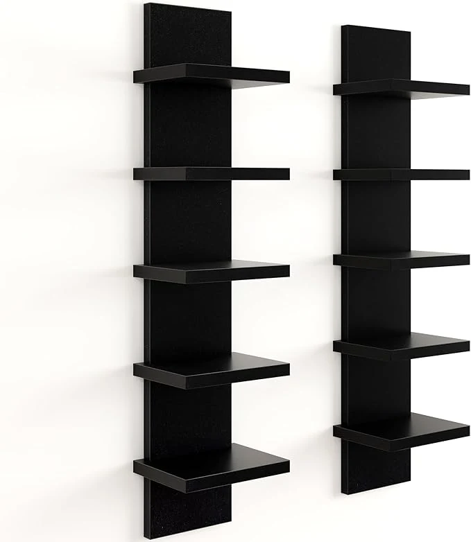 Soft Fun Memories 5 Tier Wall Shelf Unit Black Floating Shelves for Storage - Vertical Column Tower Design Lack Wall Shelf Space Saving Organizer for Bedroom Living Room Home Decor， 2PackAbout ThisOverview Green