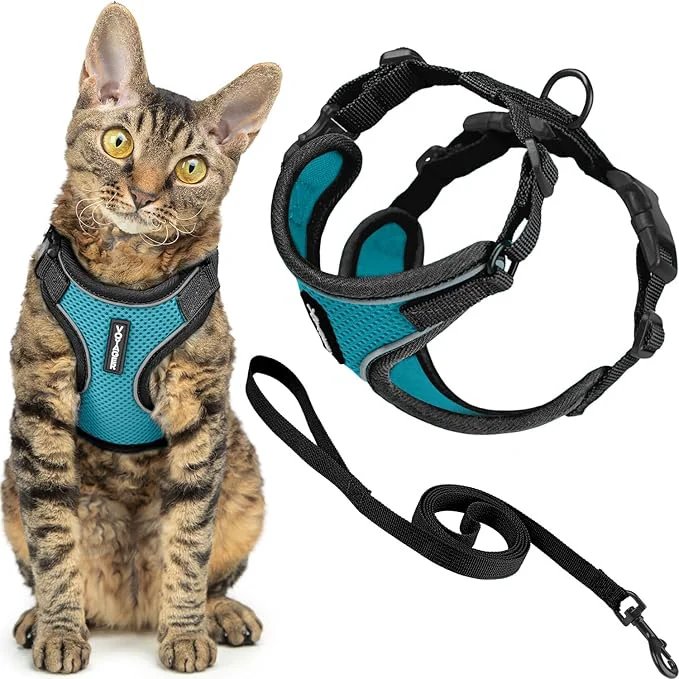 World-Class Voyager Escape-Proof Step-in Lock Cat Harness 5ft Neoprene-Handle Leash Set Top-Quality