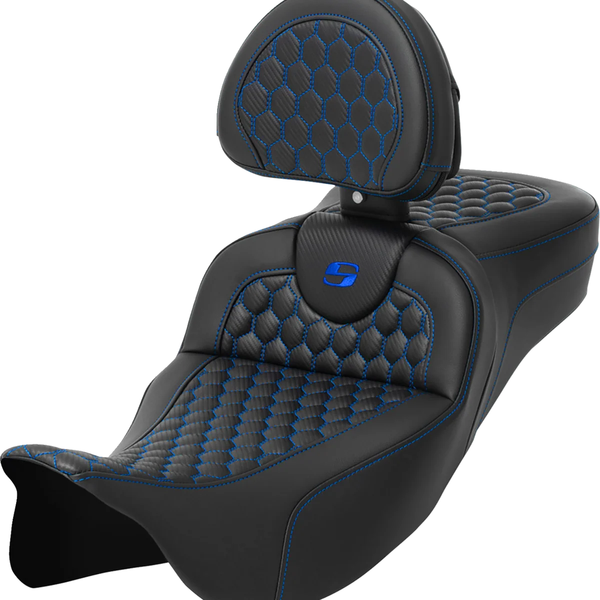 Soft SADDLEMEN RoadSofa Seat - Honeycomb with Backrest - Extended Reach for FLH FLT '08-'23 - Part 808-07B-190B1 Outstanding