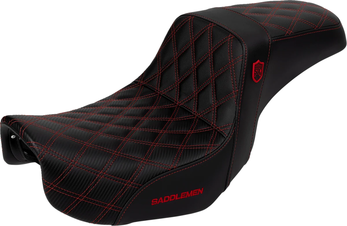 User-Friendly SADDLEMEN Pro Series SDC Performance Seat - Carbon Fiber Lumbar Gripper - Red Stitch - Dyna '06-'17 SC80604RED Fine Crafted