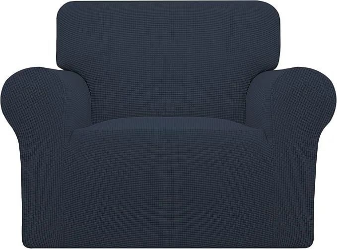 Fashionable Easy-Going Stretch Chair Sofa Slipcover 1-Piece Couch Sofa Cover Furniture Protector Soft with Elastic Bottom for Kids Pet. Spandex Jacquard Fabric Small Checks Chair Dark Blue About ThisOverview Authentic