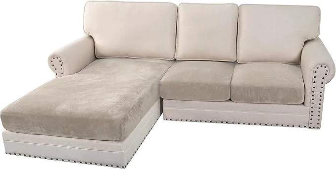Relaxed H.VERSAILTEX Velvet Stretch Sectional Couch Covers 3 Pieces Sofa Seat Cushion Covers L Shape Separate Couch Cover for Both Left Right Sectional Couch Large Sofa 2 Seater 1 Chaise French Oak About ThisOverview Safe