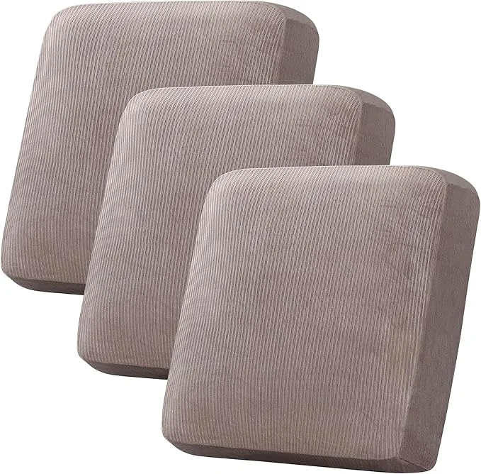 Casual H.VERSAILTEX Velvet Stretch Couch Cushion Cover Plush Cushion Slipcover for Chair Loveseat Sofa Cushion Furniture Protector Seat Cushion Sofa Cover 3 Piece XL Sofa Cushion Covers Taupe Striped About ThisOverview Dependable