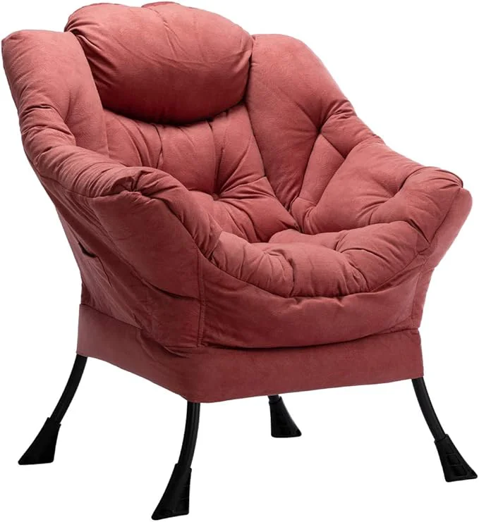 Proven HollyHOME Lazy Chair with Armrest and Side Pocket Comfy Accent Lounge Chair Leisure Sofa Armchair for Living Room Bedroom Dorm or Small Spaces Oversized Reading Sofa Chair Textured Brick RedAbout ThisOverview Healthy