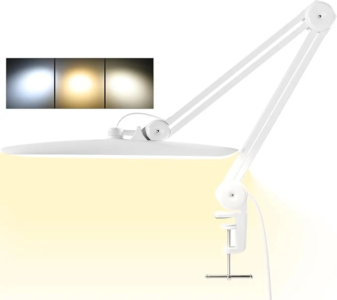 Versatile 3000 Lumens Adjustable LED Desk Lamp Task Lamp - Bright Dimmable Lighting for Office Crafts Nails Salon Hobbies with Clamp CCT White About ThisOverview Trusted