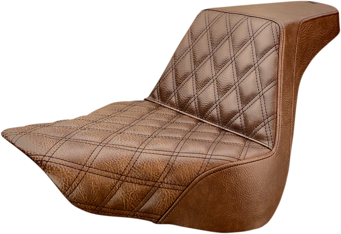 Refined SADDLEMEN Step-Up Seat - Front Lattice Stitch - Brown - FL FX '18-'23 - Part 818-27-172BR Verified