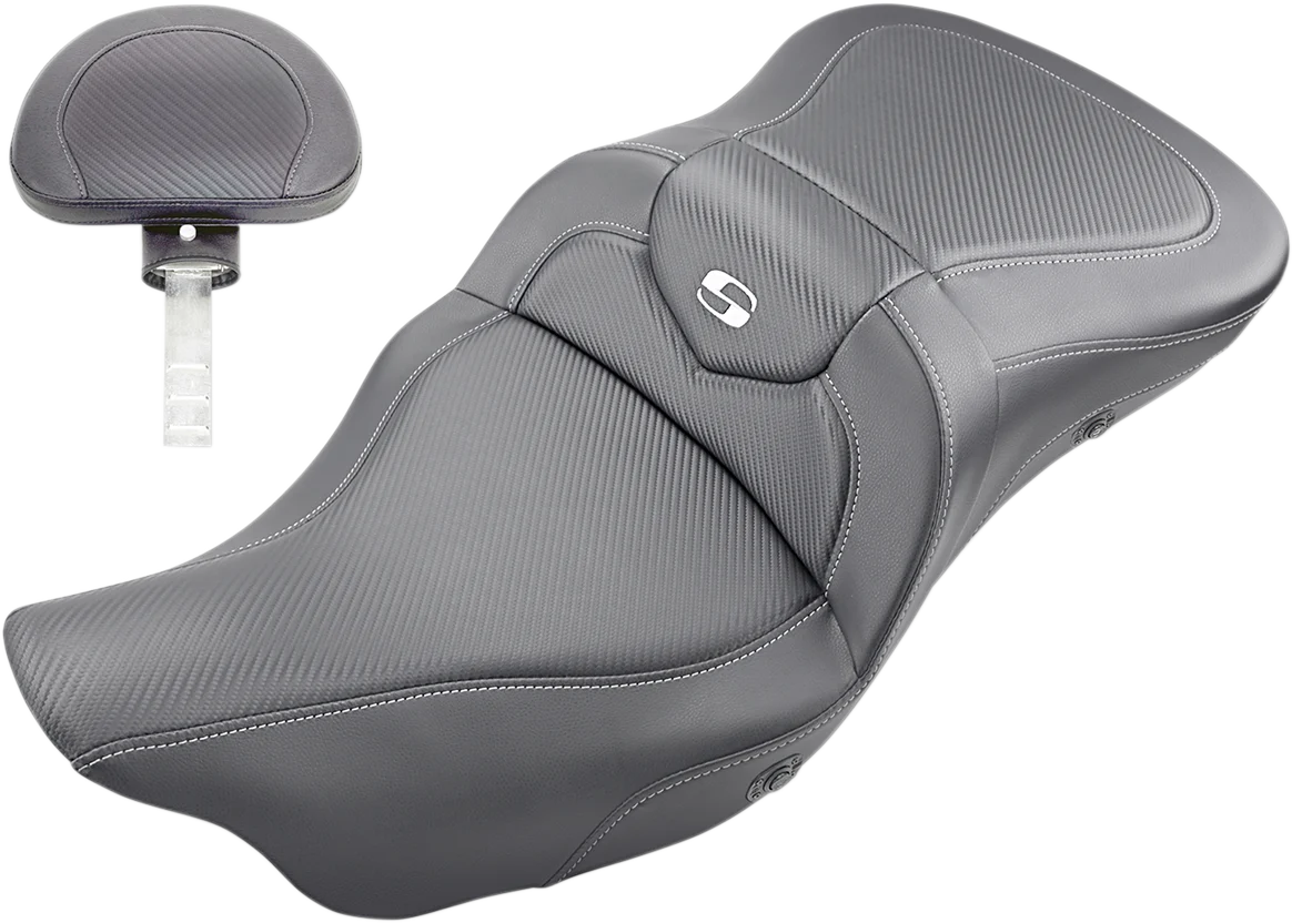 Traditional SADDLEMEN Extended Reach Roadsofa Seat - Carbon Fiber - Heated - Backrest - '08-'23 FL 808-07B-186BRHC Verified