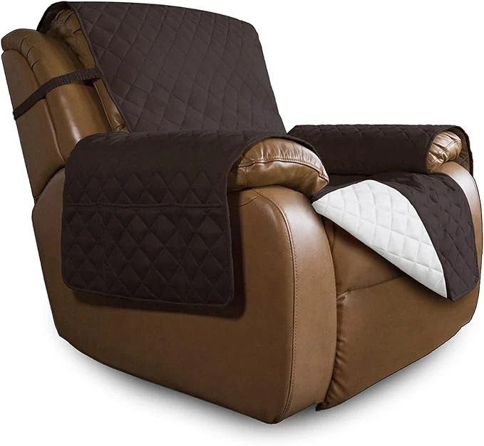 Durable Easy-Going Oversized Recliner Cover Reversible Couch Cover Sofa Cover for Living Room Water Resistant Furniture Protector with Elastic Straps for Pets Dog Oversized Recliner Chocolate Ivory About ThisOverview Recyclable