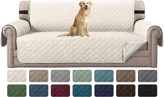 Casual H.VERSAILTEX Reversible Couch Cover for 3 Cushion Cover Pet Friendly Sofa Cover for Dog Washable Furniture Protector Water Resistant Slipcover with Non Slip Elastic Strap Sofa Ivory Beige About ThisOverview Easy-to-Use