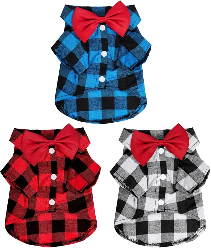 Long-Lasting Tongcloud 3 Pack Plaid Puppy Cat Shirt Luxury