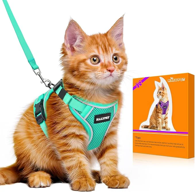 Carefully Designed Halypet Cat Harness and Leash Set Escape Proof Adjustable Cat Leash Comfortable Flexible