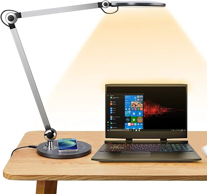 Relaxed Desk Lamp Led Architect Desk Lamp Desk Lamps for Home Office Table lamp with Wireless Charger Adjustable Swing Arm Touch Control 3 Lighting Mode 5 Brightness Eye-Caring Office LampAbout ThisOverview Safe
