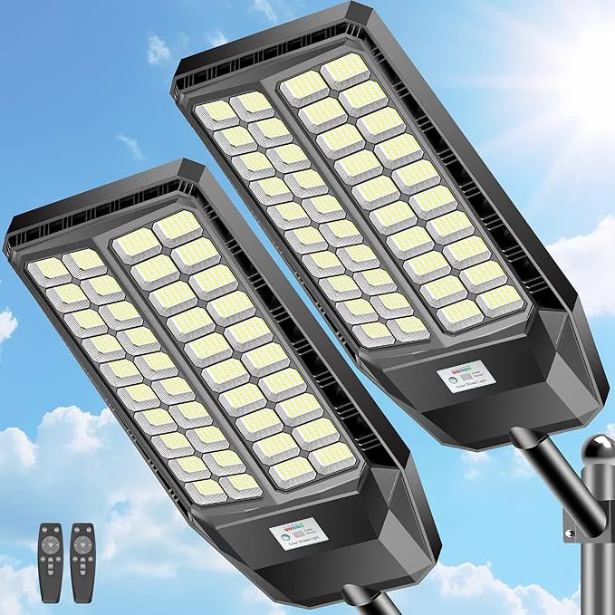 Recyclable CEDIO Solar Street Lights Outdoor Solar Lights IP66 Waterproof Street Light Dusk to Dawn LED Flood Light with Motion Sensor for Yard 9800W-2PACK About ThisOverview Flexible