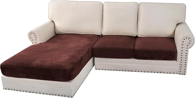 Detailed H.VERSAILTEX Velvet Stretch Sectional Couch Covers 3 Pieces Sofa Seat Cushion Covers L Shape Separate Cushion Couch Cover for Both Left Right Sectional Couch Large Sofa 2 Seater 1 Chaise Brown About ThisOverview Specialty