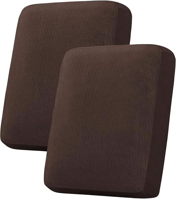 Flexible H.VERSAILTEX Velvet Stretch Couch Cushion Cover Plush Cushion Slipcover for Chair Loveseat Sofa Cushion Furniture Protector Seat Cushion Sofa Cover 2 Piece Medium Sofa Cushion Covers Brown Striped About ThisOverview Smart