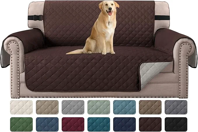First-Class H.VERSAILTEX Reversible Loveseat Couch Cover for 2 Cushion Couch Water Resistant Loveseat Cover for Living Room Quilted Furniture Couch Cover Washable Couch Protector Loveseat Brown Beige About ThisOverview Top-Quality