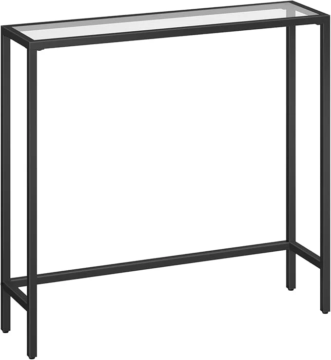 Enhanced HOOBRO 29.5 Narrow Console Table Tempered Glass Sofa Table Small Side Table Modern Entryway Table for Entrance Living Room Foyer Hallway Bedroom Black BK07XG01About ThisOverview Fast