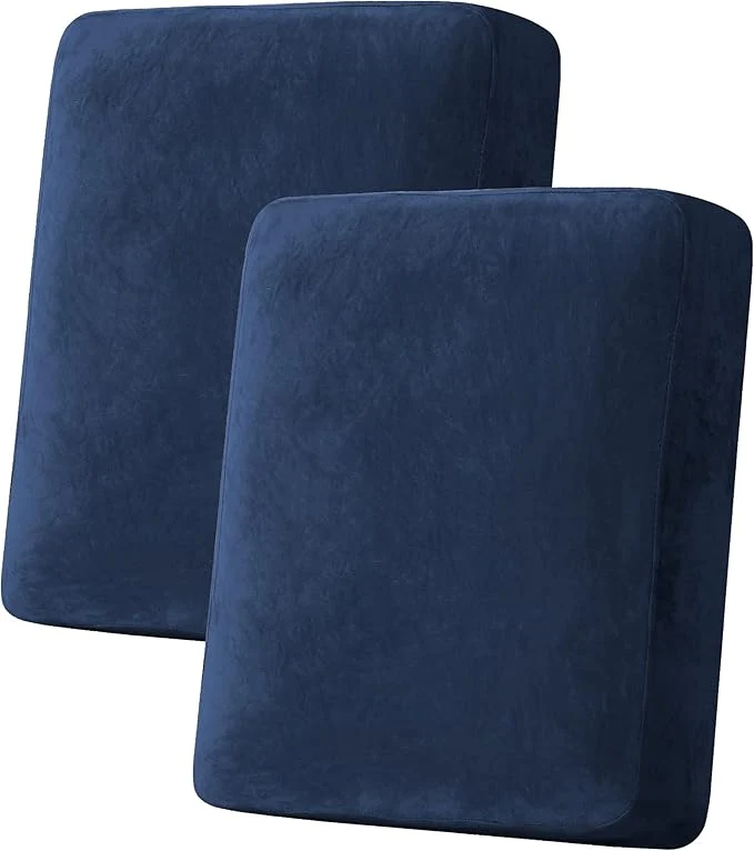 Enhanced H.VERSAILTEX Velvet Stretch Couch Cushion Cover Plush Cushion Slipcover for Chair Loveseat Sofa Cushion Furniture Protector Seat Cushion Sofa Cover 2 Piece Medium Sofa Cushion Covers Navy About ThisOverview Detailed