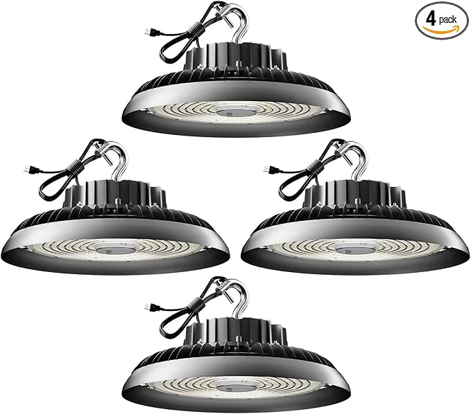 High-Performance LED High Bay Light 400W（480x1W LED） 60000lm High Bay LED Lights 5000K High Bay LED Shop Lights with US Plug AC100-277V UFO Commercial Bay Lighting for 30-55FT Height -4PackAbout ThisOverview Lightweight