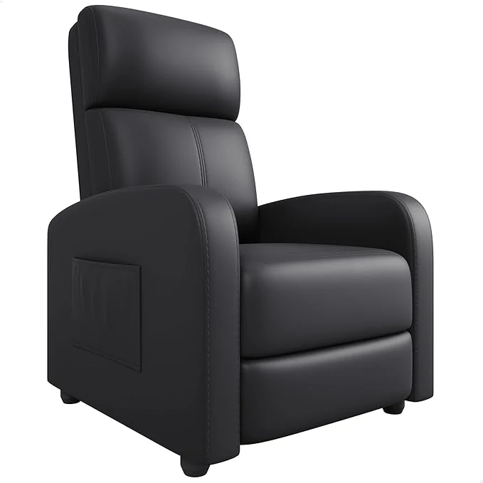 Exclusive Garvee Recliner Chair for Adults PU Leather Lazy Recliner Ergonomic Adjustable Single Sofa Enhanced with Side Pocket Tall Back Wide Arms Padded Seat Home Theater Seating for Living RoomAbout ThisOverview Convenient