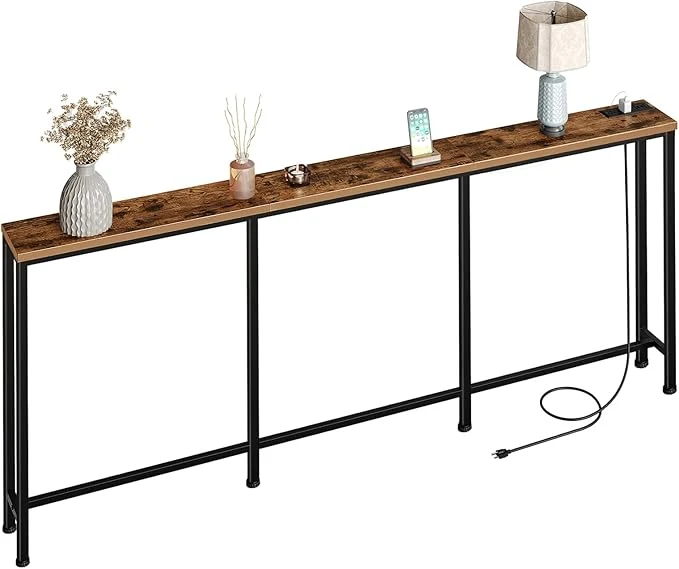Trusted 78.7'' Narrow Console Table with Power Outlet 7.1 Skinny Sofa Table Long Behind Couch Table with Charging Station Entryway Table for Hallway Living Room Rustic Brown and Black TXG20UBFAbout ThisOverview Specialty