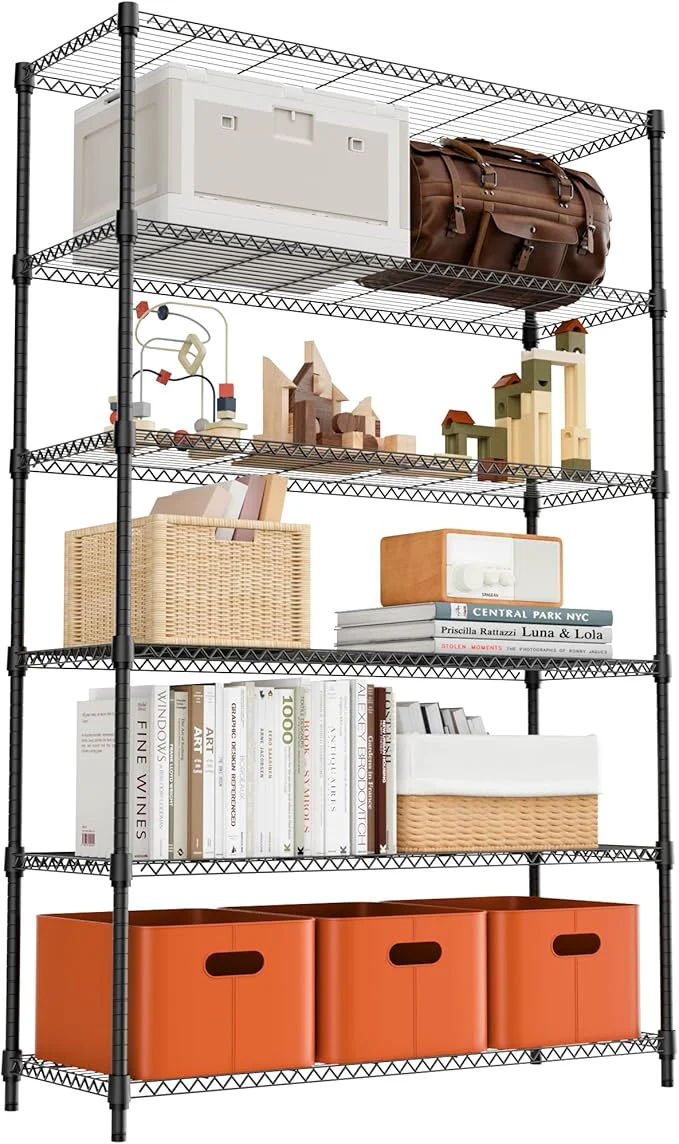 First-Class 6 Tiers Shelf 2100 lbs Steel Storage Shelving Utility Shelving Unit Steel Organizer Wire Rack for Home Kitchen Office Garage Black 17.7 D x 47.2 W x 82.4 HAbout ThisOverview Easy-to-Use
