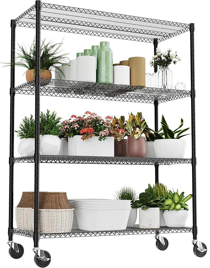 Secure 4 Tiers Shelf 2640 lbs Steel Storage Shelving Utility Shelving Unit Steel Organizer Wire Rack for Home Kitchen Office Garage Black 23.6 D x 53.1 W x 73.6 HAbout ThisOverview Smooth