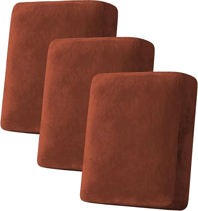 Easy-to-Use H.VERSAILTEX Velvet Stretch Couch Cushion Cover Plush Cushion Slipcover for Chair Loveseat Sofa Cushion Furniture Protector Seat Cushion Sofa Cover 3 Piece Sofa Cushion Covers Rust About ThisOverview Practical