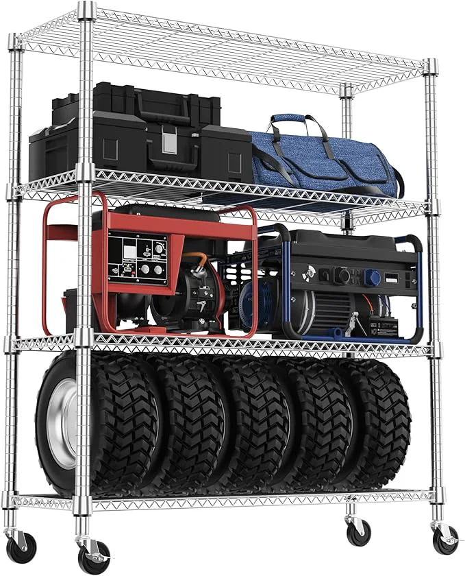Optimized 4 Tiers Shelf 1400 lbs Steel Storage Shelving Utility Shelving Unit Steel Organizer Wire Rack for Home Kitchen Office Garage Chrome 17.7 D x 47.2 W x 62.6 HAbout ThisOverview Authentic