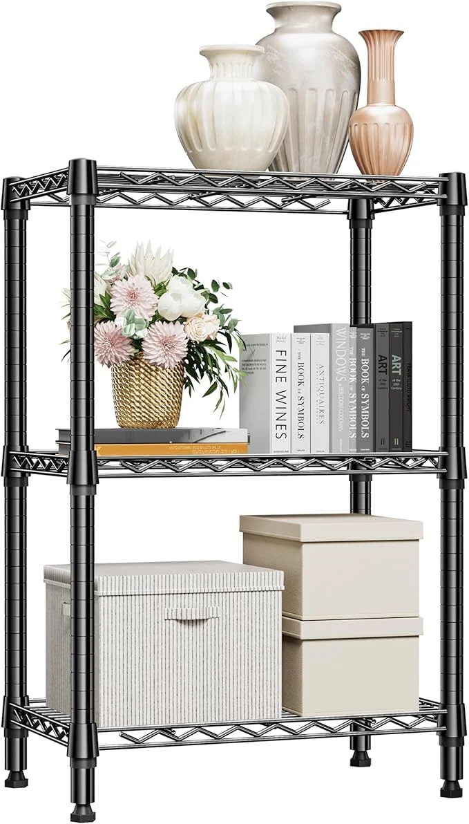 Traditional 750 lbs 3 Tier Shelf Metal Storage Shelves Shelving Wire Rack Heavy Duty Closet Organizers for Garage Kitchen Bathroom Laundry Black 13.8 D x 23.6 W x 35.5 HAbout ThisOverview Eco-Friendly