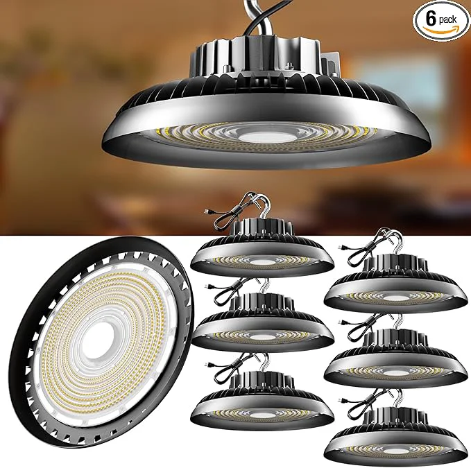 High-Quality 6Pack 250W UFO LED High Bay Light 37500lm Eqv.1000W MH HPS High Bay LED Shop Lights 5000K AC100-277V UFO Commercial Warehouse LightAbout ThisOverview Traditional