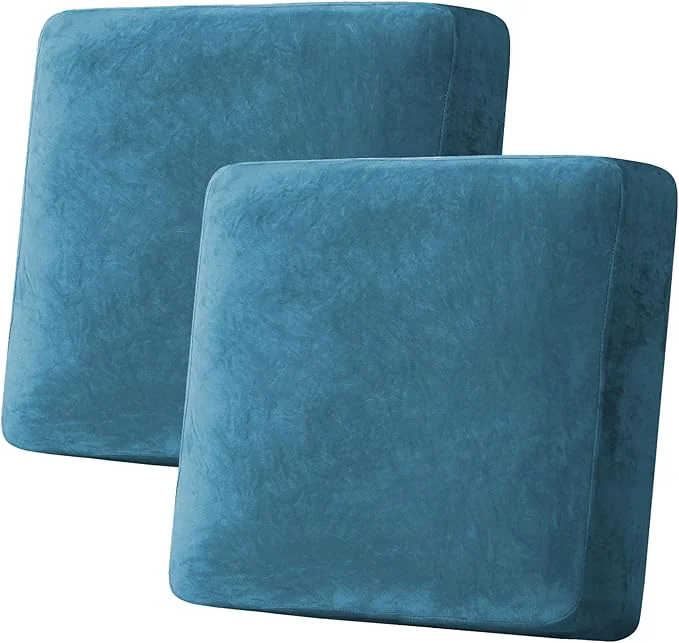 Secure H.VERSAILTEX Velvet Stretch Couch Cushion Cover Plush Cushion Slipcover for Chair Loveseat Sofa Cushion Furniture Protector Seat Cushion Sofa Cover 2 Piece Large Sofa Cushion Covers Peacock Blue About ThisOverview Premium