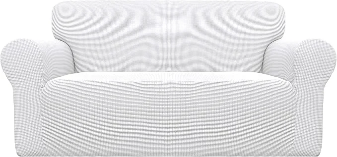 Fine Crafted Easy-Going Stretch Loveseat Slipcover 1-Piece Sofa Cover Furniture Protector Couch Soft with Elastic Bottom for Kids Polyester Spandex Jacquard Fabric Small Checks Loveseat Snow White About ThisOverview Efficient