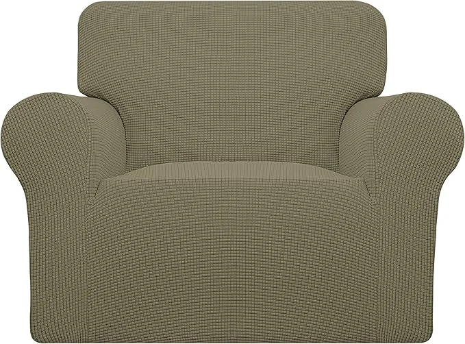 Easy-to-Use Easy-Going Stretch Oversized Chair Sofa Slipcover 1-Piece Couch Sofa Cover Furniture Protector Soft with Elastic Bottom for Kids Spandex Jacquard Fabric Small Checks KhakiAbout ThisOverview Carefully Designed