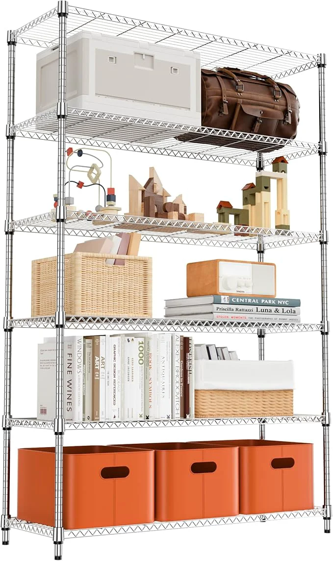 Consistent 6 Tiers Shelf 2100 lbs Steel Storage Shelving Utility Shelving Unit Steel Organizer Wire Rack for Home Kitchen Office Garage Chrome 17.7 D x 47.2 W x 82.4 HAbout ThisOverview Healthy