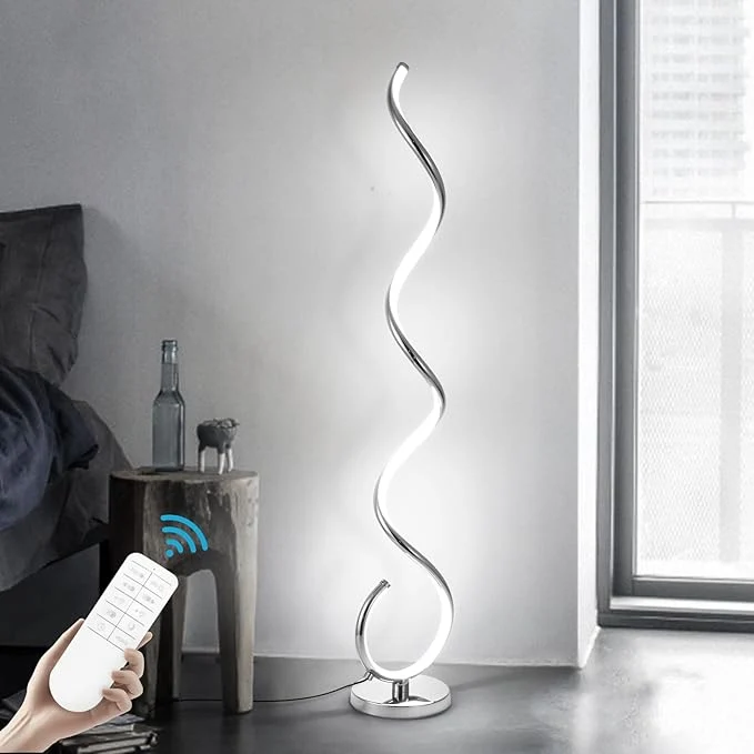 Stylish Spiral LED Floor Lamp for Living Room 40W Modern Floor Lamps with Remote Control 3 Colors Stepless Dimmable Floor Standing Lamp Reading Corner Floor Tall Lamp for Bedroom Office - ChromeAbout ThisOverview Original