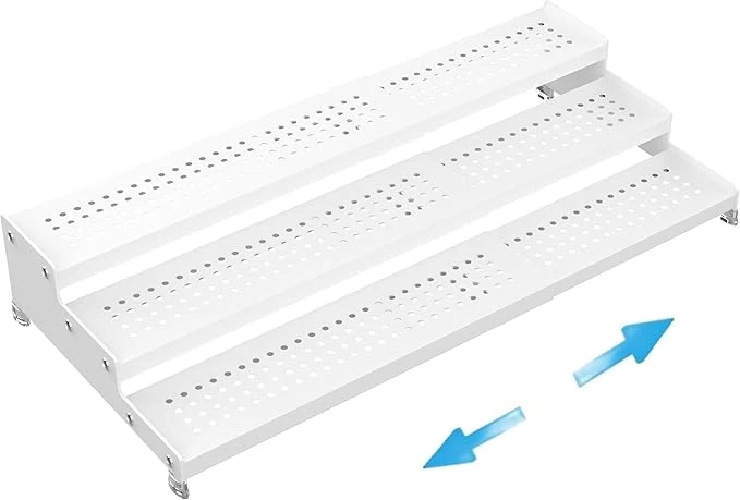 Functional Expandable Spice Rack organizer with 3-Tier step shelf Modern Design heavy duty Non Skid and Visibility Great for Kitchen Cabinet Bathroom dressing table Cupboard Pantry and more 1PACK WHITE About ThisOverview Fashionable