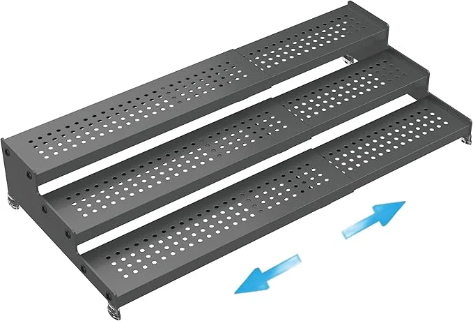 Versatile Expandable Spice Rack organizer with 3-Tier step shelf Modern Design heavy duty Non Skid and Visibility Great for Kitchen Cabinet Bathroom dressing table Cupboard Pantry and more 1PACK GUN-GREY About ThisOverview Artisan