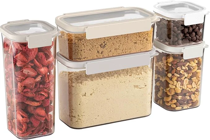 Relaxed Bentgo Pantry - 10-Piece Airtight Food Storage Containers Clear Stackable Kitchen Pantry Organization Locking Lids for Freshness BPA- Plastic - I for Sugar Flour More White Stone About ThisOverview Advanced