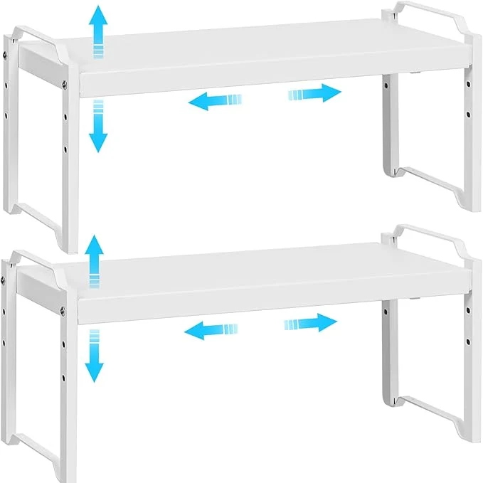 Traditional 2 Pack Stackable Expandable Shelves For Kitchen Cabinet Countertop Storage Adjustable Counter Cupboard Pantry Organizer Shelf Rack Stand Length 25.5 InchAbout ThisOverview Certified