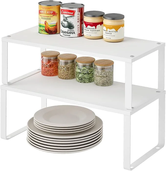 Artisan 15.75 Long Stackable Expandable Metal Shelf Organizer For Kitchen Cabinet Counter Storage Set of 2 Small Metal Storage Shelves Spice Rack For Kitchen Cupboard Countertop Sturdy 30LBS Heavy DutyAbout ThisOverview Smooth