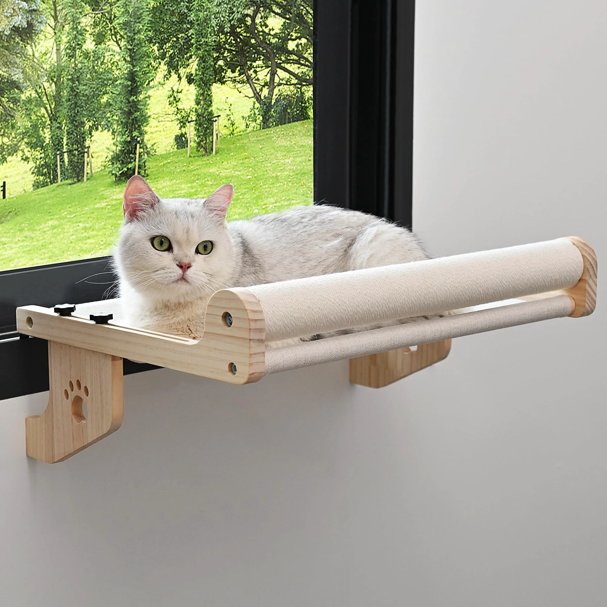 Exclusive SMARTBEAN Cat Scratch Window Perch – No-Drill Adjustable Window Hammock for Indoor Cats Reliable